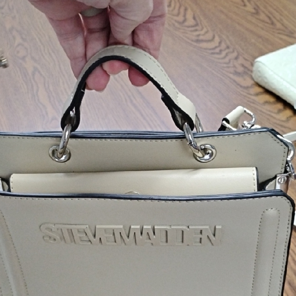 Steve Madden Vanilla Faux Leather Convertible Crossbody Bag - Picture 6 of 13